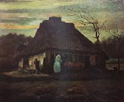 Vincent Van Gogh Cottage at Nightfall (nn04) oil painting